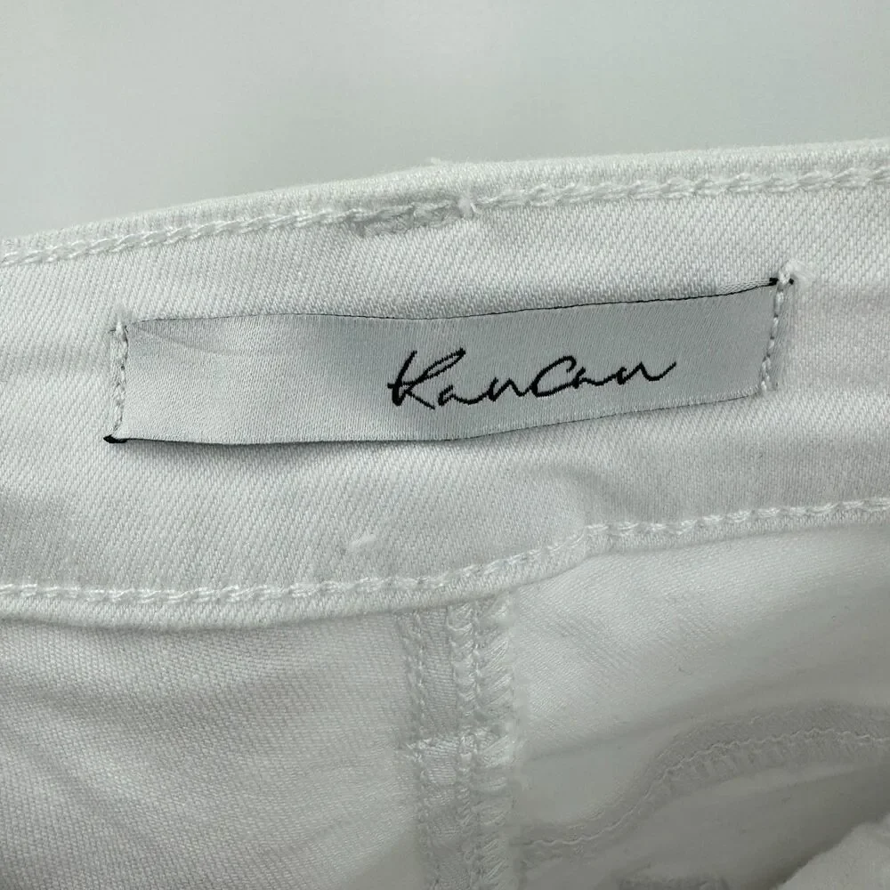 KANCAN White High Rise Distressed Raw Hem Ankle Skinny Jeans Size 5/26